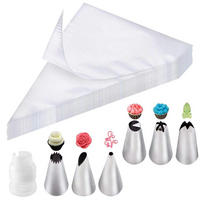 SPRITZBEUTEL Set 100 Stück mit 6 Spritztüllen und 2 Kupplungen - Transparent, Kunststoff (32.5/1/31cm)