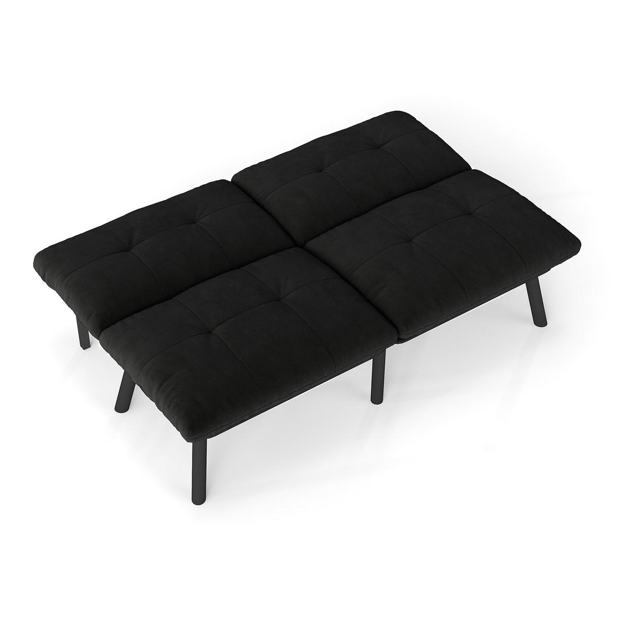 2-SITZER SCHLAFSOFA Samt Schwarz klappbar - Schwarz, Textil/Metall (160/78/81cm) - WISHDOR