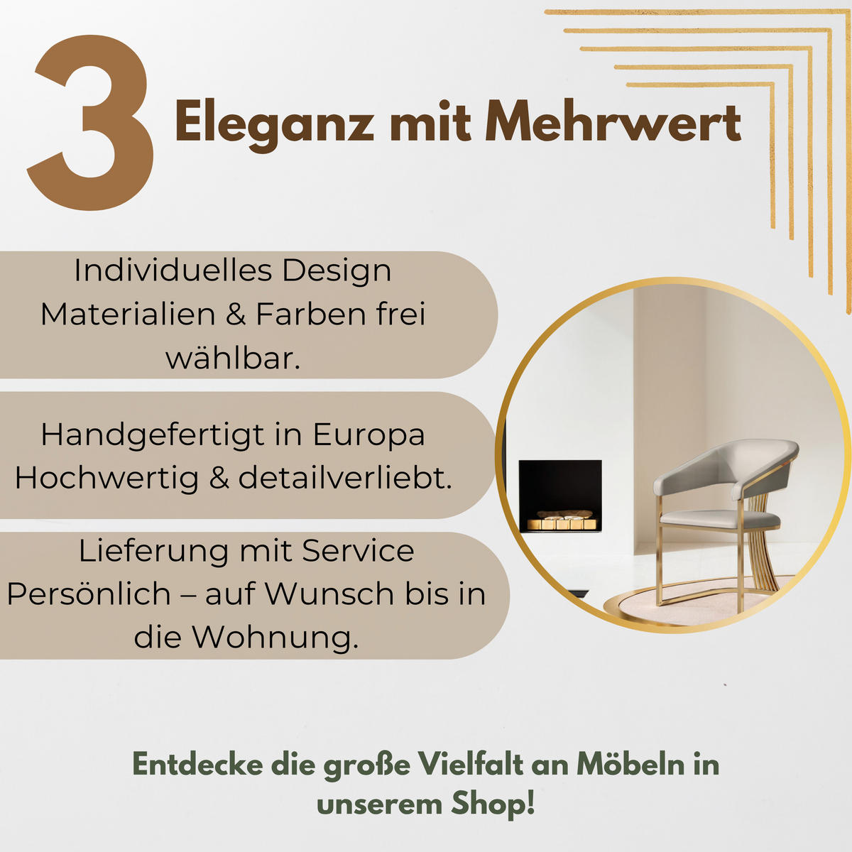 GLAM Elegance Design-Stuhl – Zeitlose Raffinesse in Gold - Goldfarben, Textil/Metall (63/86/61cm) - Fortisline