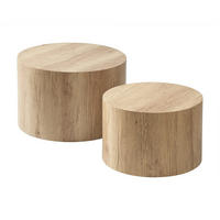 COUCHTISCHE RUND 2er set 58/58/58 cm - Eschefarben, Holzwerkstoff (65.5/58/38cm) - Calicosy