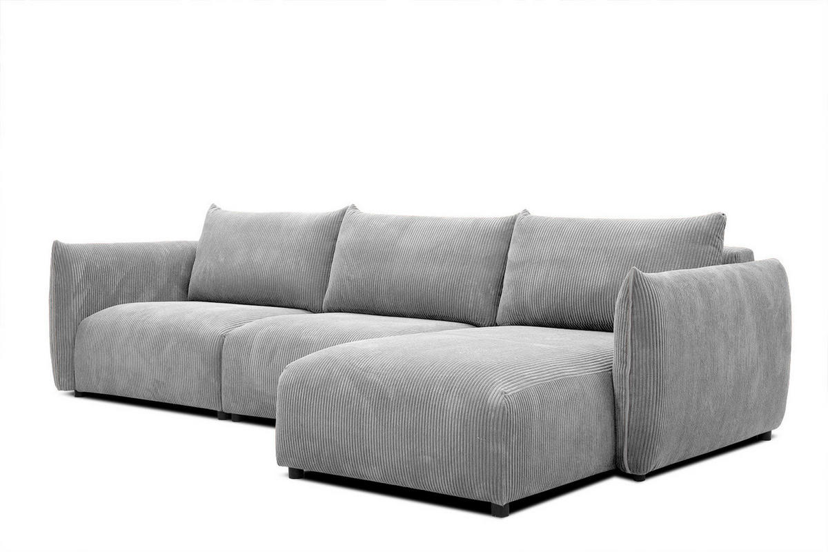 ECKSOFA TAUER 5-Sitzer, hellgrau - Hellgrau/Schwarz, Holzwerkstoff/Kunststoff (294/173cm) - Courtois Laville