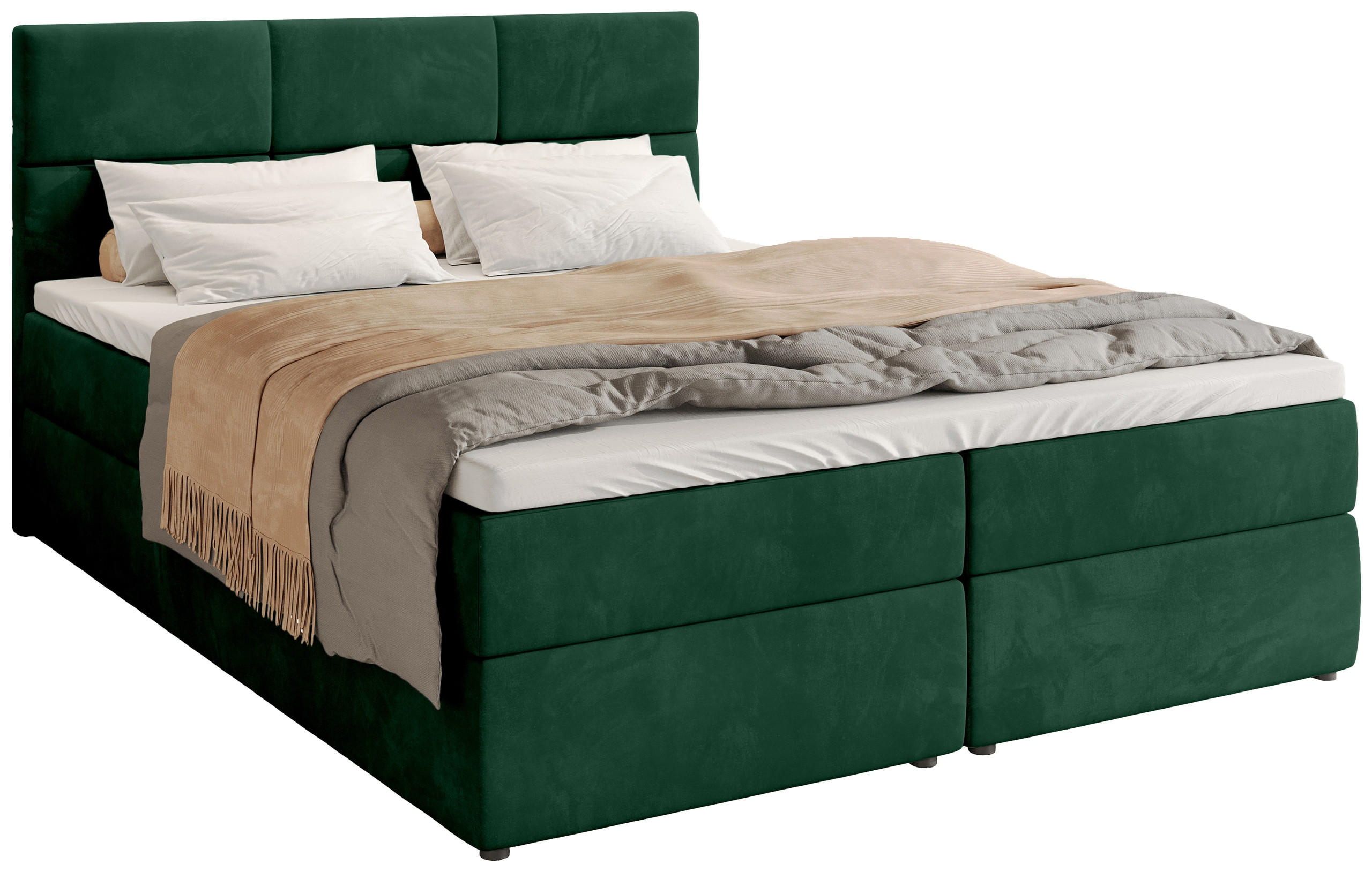 BOXBETT Boston mit Topper 140/200 Grün - Grün, Holzwerkstoff/Textil (140/200cm) - Bromarkt