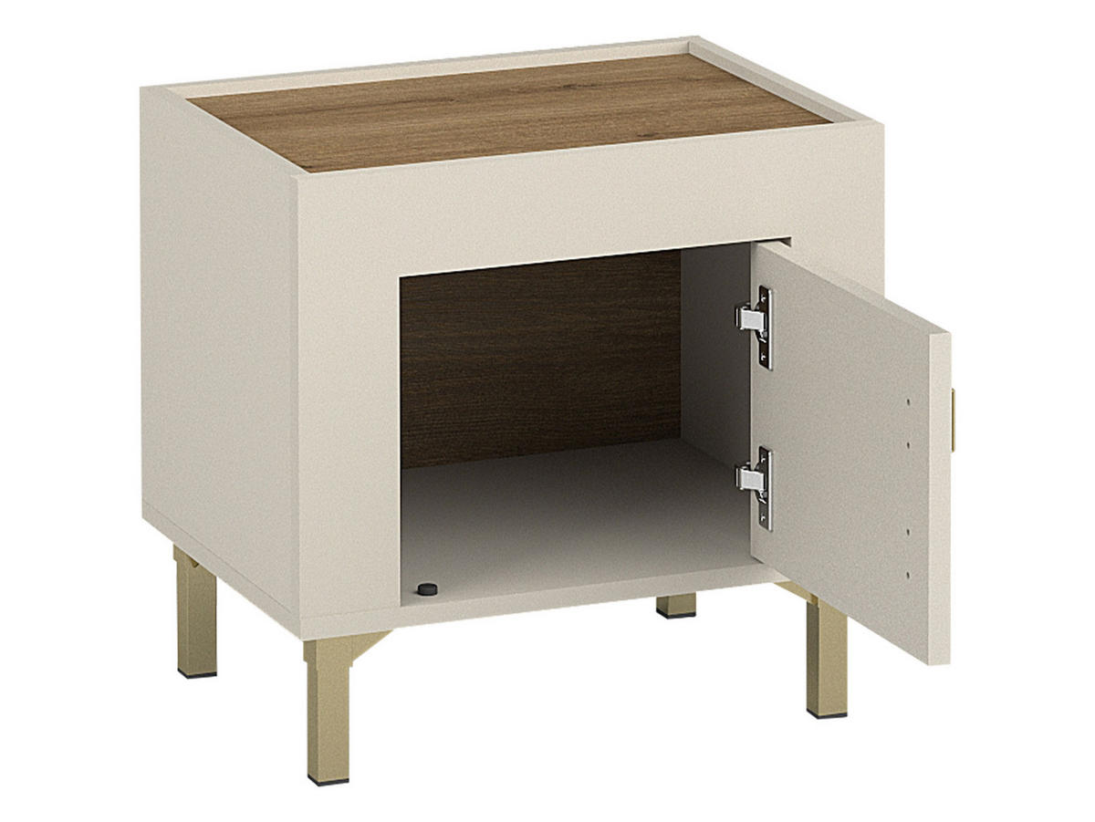 NACHTTISCH Mossa MO11 - Goldfarben/Schwarz, Holzwerkstoff/Kunststoff (48/45/36cm) - MIRJAN24