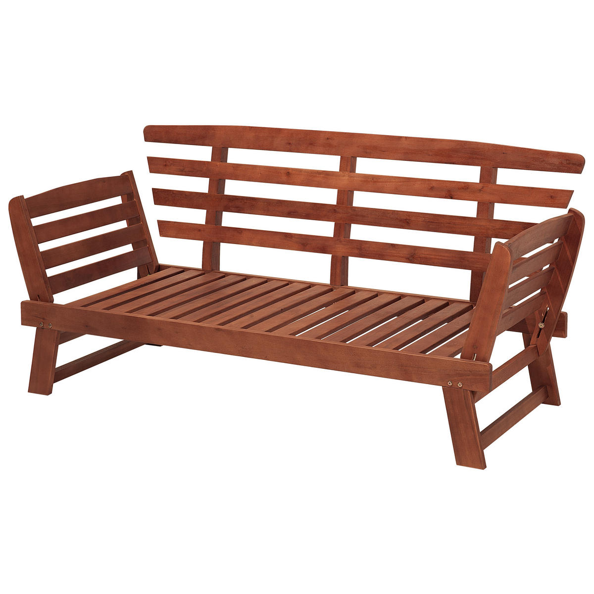 GARTENSOFA Eukalyptusholz dunkelbraun verstellbare Armlehnen 210 cm Portici - Dunkelbraun, Holz (210/82/66cm) - Beliani