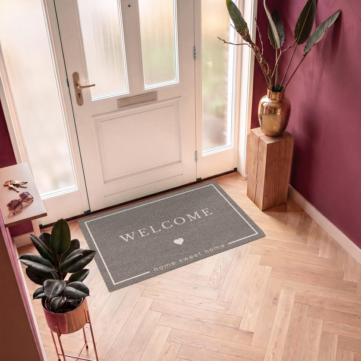 ROHOŽKA Vítejte - Brown 120x80 cm - šedohnědá, textil/umělá hmota (120/0.4cm) - MuchoWow