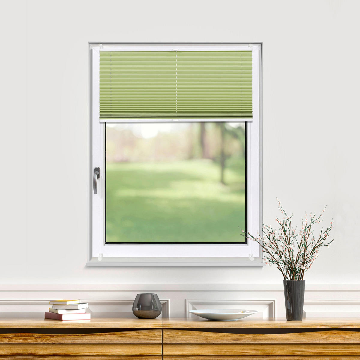 PLISSEE Thermo Basic 75 x 210cm Klemmfix ohne Bohren - Grün, Textil (75/210/210cm) - Deco-Raum
