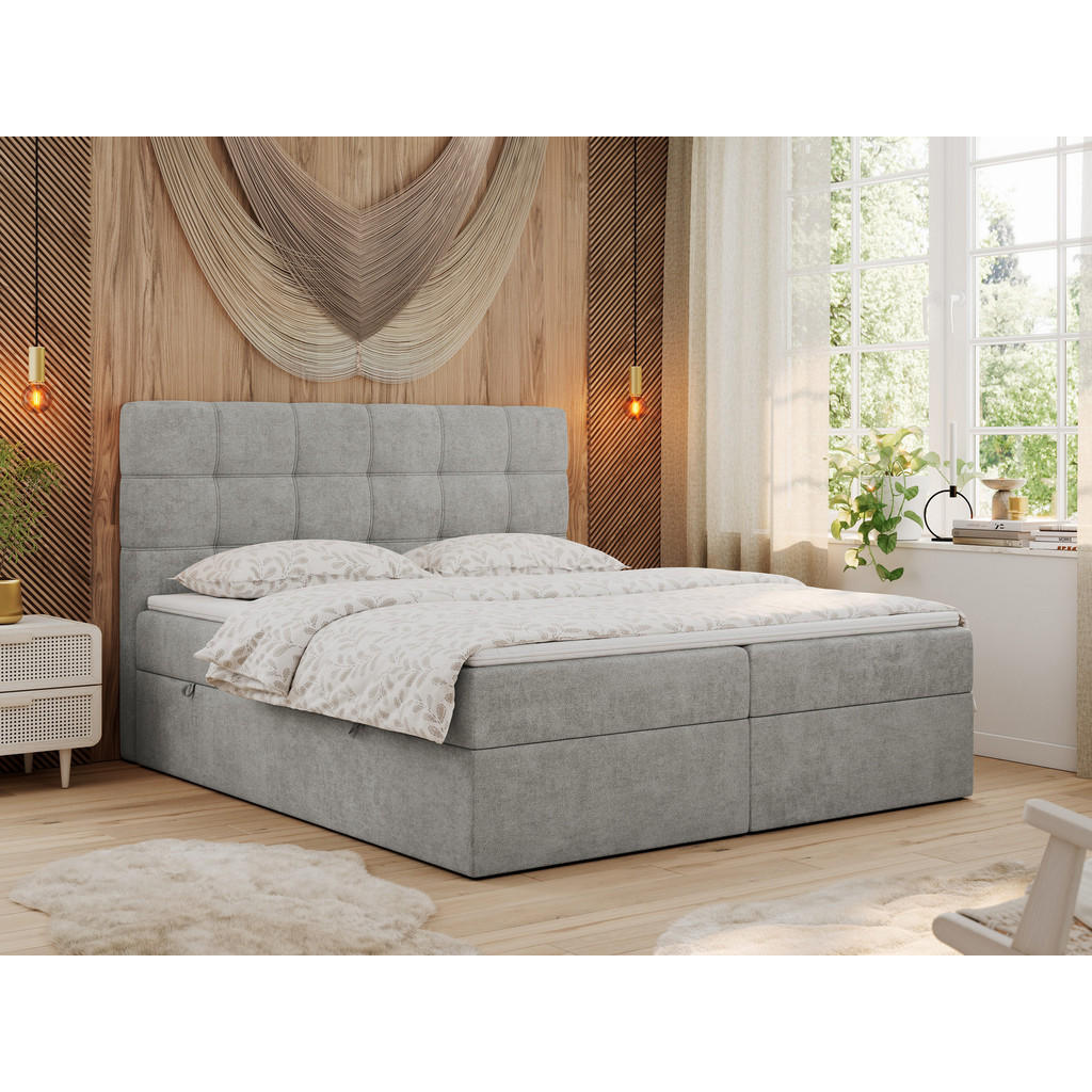 Thumbnail - MKS Boxbett, Hellgrau, Textil, 2-Sitzer, H4, Rechteckig, 120x200 cm, Schlafzimmer, Betten, Boxspringbetten