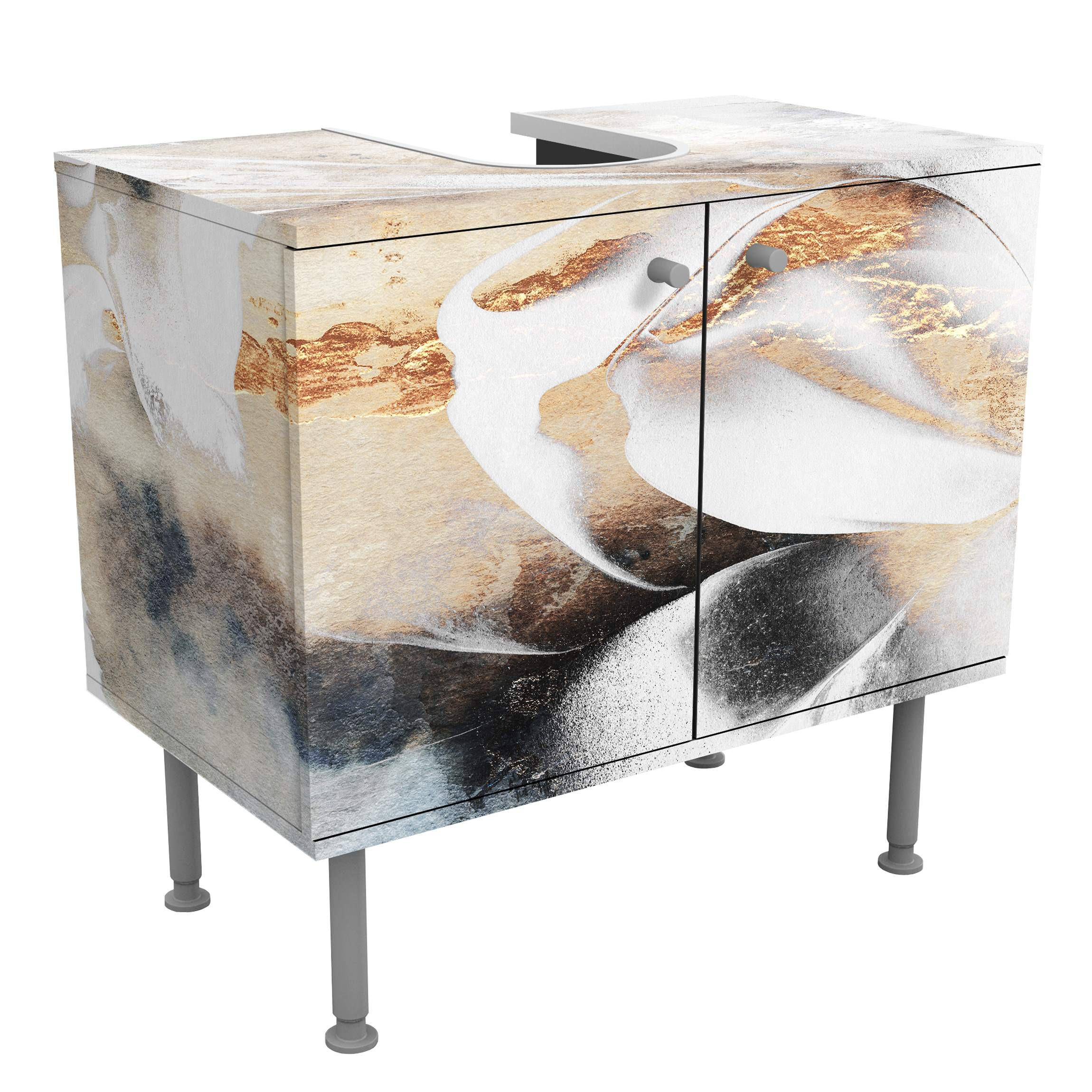 WASCHBECKENUNTERSCHRANK Goldene abstrakte Wintermalerei 60/55/35 cm - Goldfarben, Holzwerkstoff (60/55/35cm) - Bilderwelten