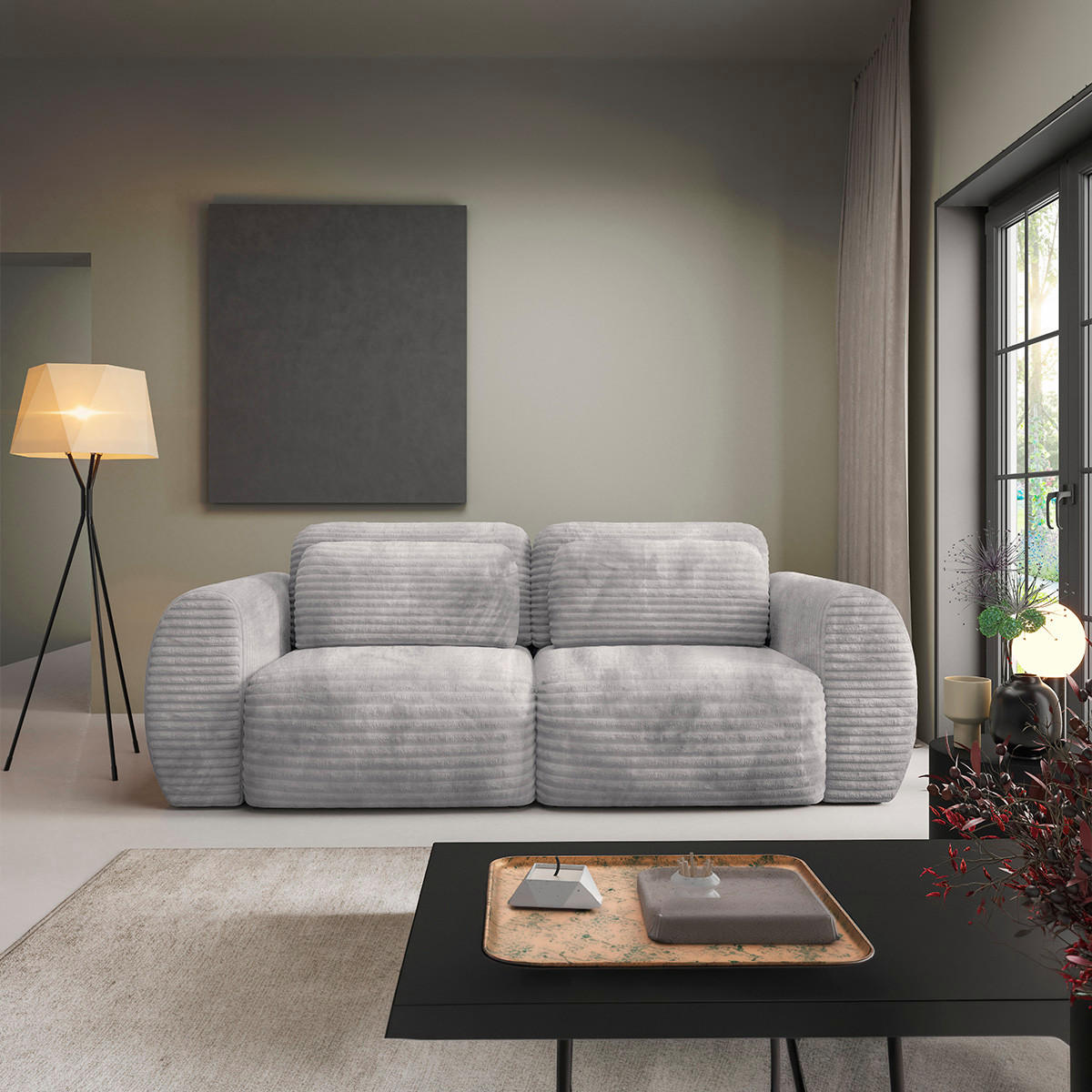 SOFA Camilla 3 Sitzplätze Hellgrau - Grau, Holz (266/95/121cm) - Petits-meubles
