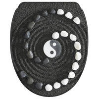 WC-SITZ mit Absenkautomatik & Top Fix Yin Yang - Schwarz, Holzwerkstoff (37.7/5.5/48cm) - Sanilo