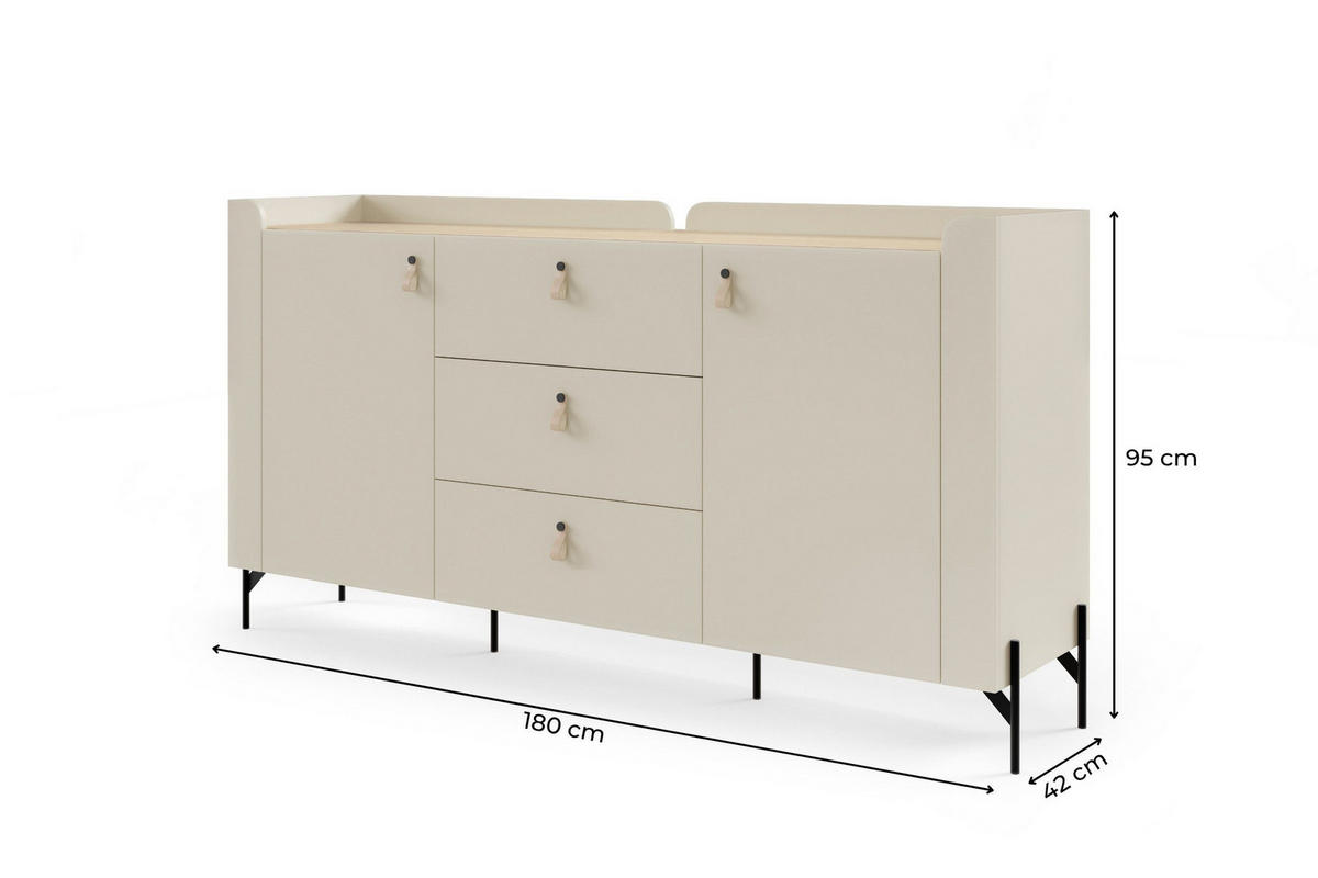 KOMMODE SOVI 05 180 / 95 / 42 cm in Macadamia / Eiche Mavelie - Eichefarben/Beige, Holzwerkstoff (180/95/42cm) - Deine Möbel 24