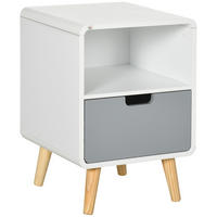 NACHTTISCH, MDF, Weiß, 40 x 38 x 58 cm - Weiß, Metall (38/58/40cm) - HOMCOM