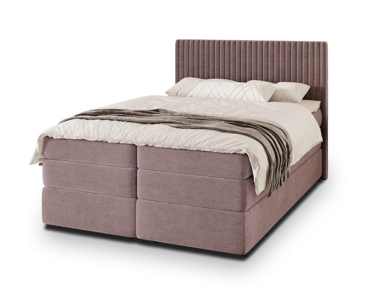 POSTEL BOXSPRING FELBIO 180x200 cm, s matrací a úložným prostorem, starorůžová - starorůžová, kompozitní dřevo/textil (180/200cm) - MASSENO