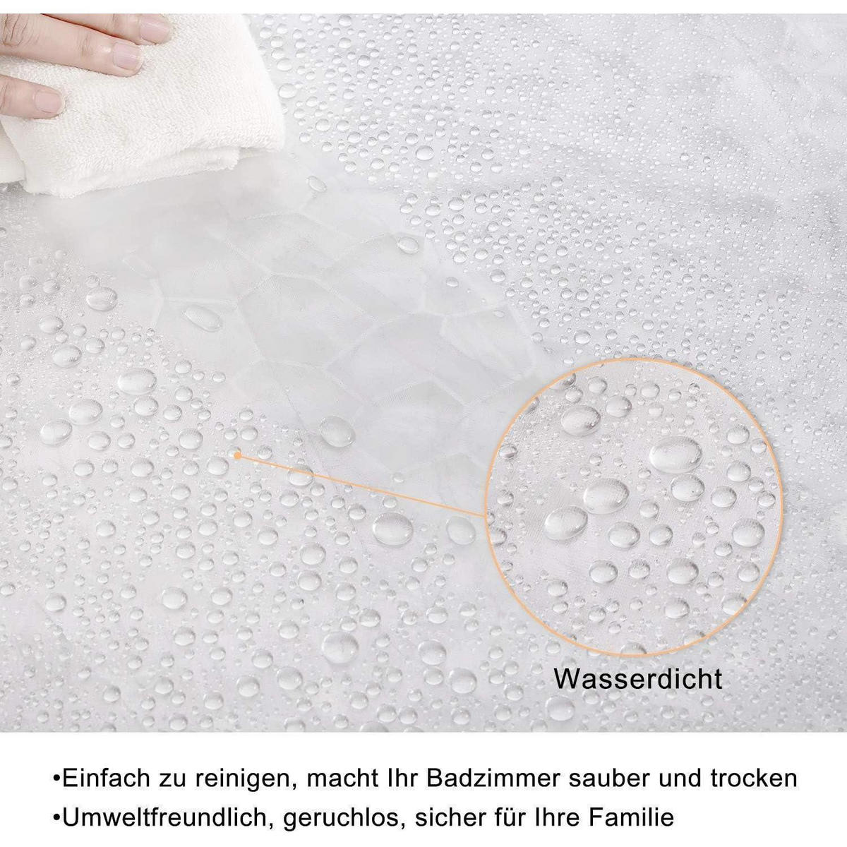 DUSCHVORHANG Anti-Schimmel 120 x 180 cm Transparent - Transparent, Kunststoff (120/180cm)