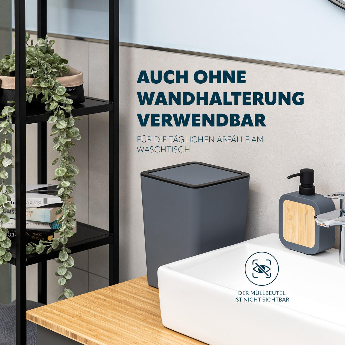 KOSMETIKEIMER SAVONA, grau, Kunststoff - Grau, Kunststoff (18/25/18cm) - bremermann