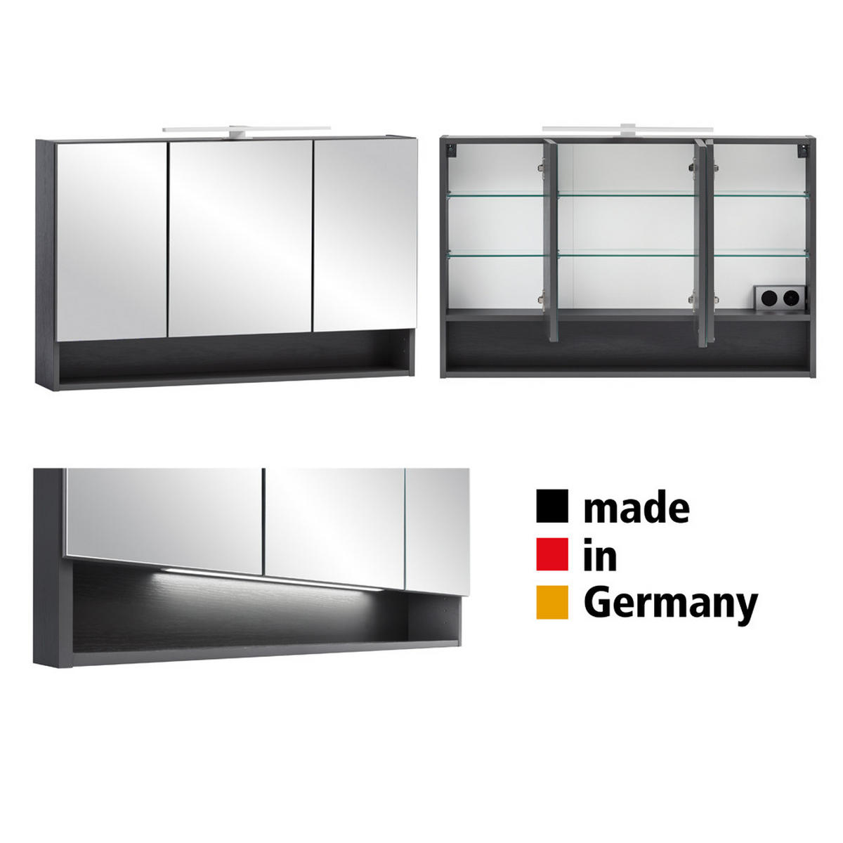 BADMÖBEL-SET 6-TLG. Kahla-03 - Anthrazit/Braun, Holzwerkstoff (216/200/52cm) - Lomado