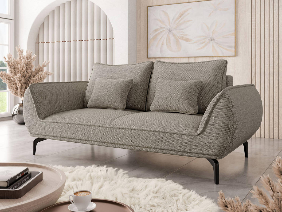 SOFA Cavo 2 - Beige/Schwarz, Holz/Textil (208/86/118cm) - MIRJAN24