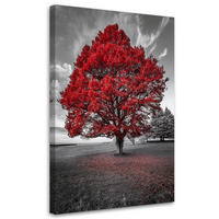 LEINWANDBILD Große rote Baumlandschaft - Grau, Textil (40/60cm) - Feeby