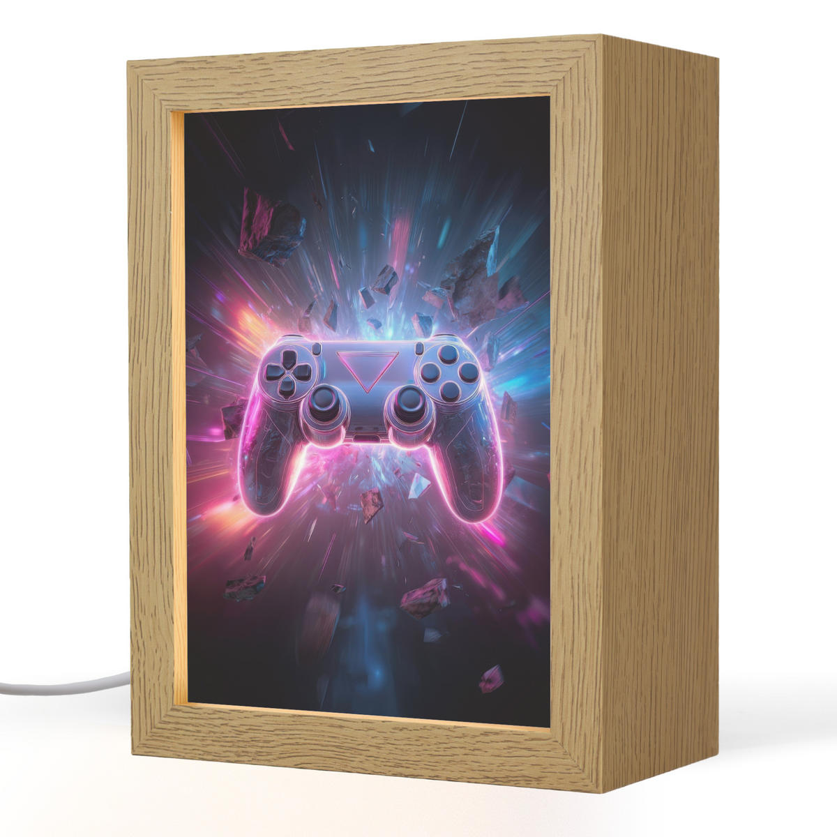 NACHTTISCHLAMPE Controller - Neon - Explosion - Abstrakt 15x20 cm - Violett, Holzwerkstoff (8/15/20cm)