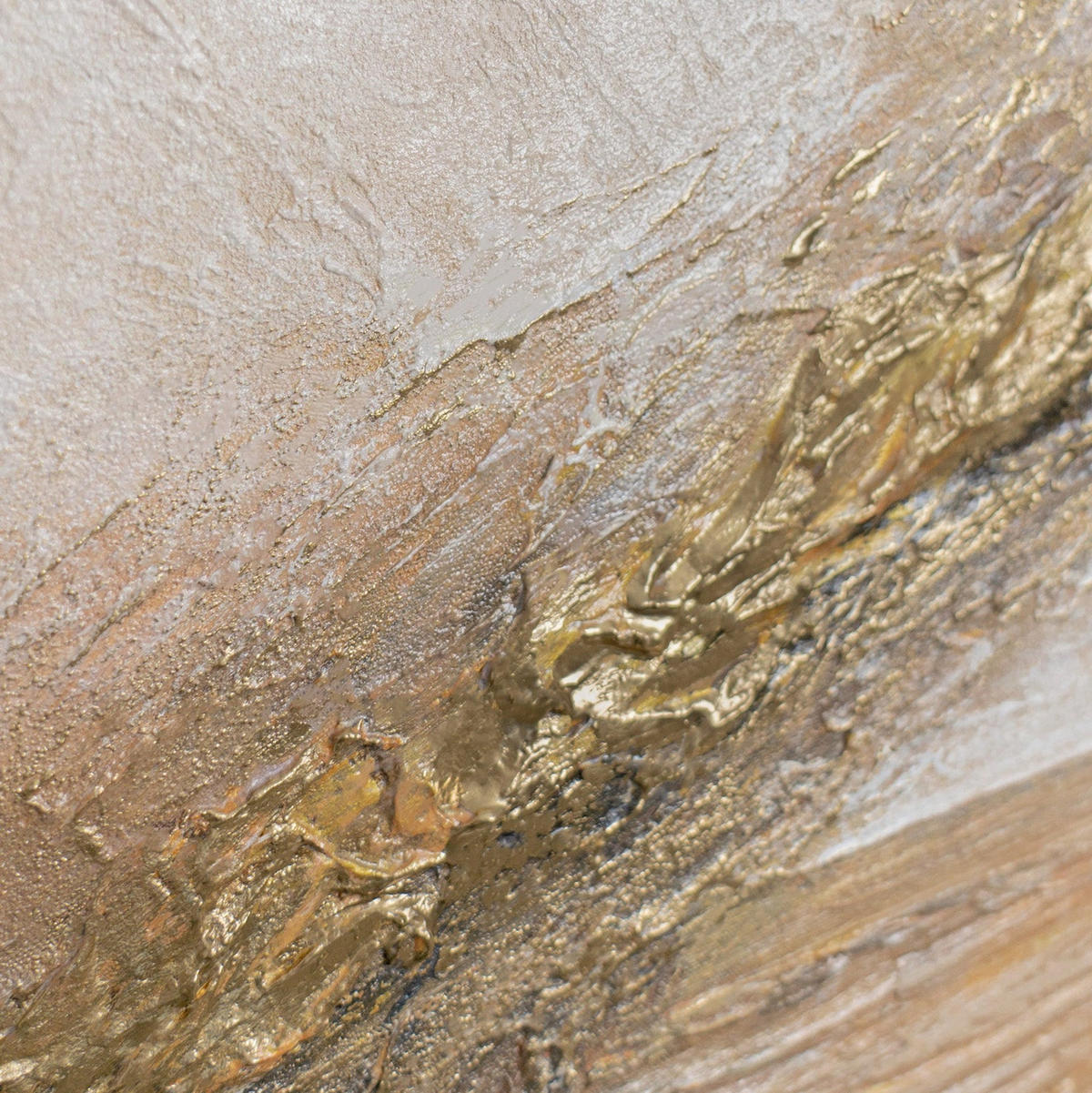 GEMÄLDE Goldene Ader Schattenfugenrahmen Eichefarben 70x50 cm - Eichefarben, Holz (70/50cm) - YS-art gallery