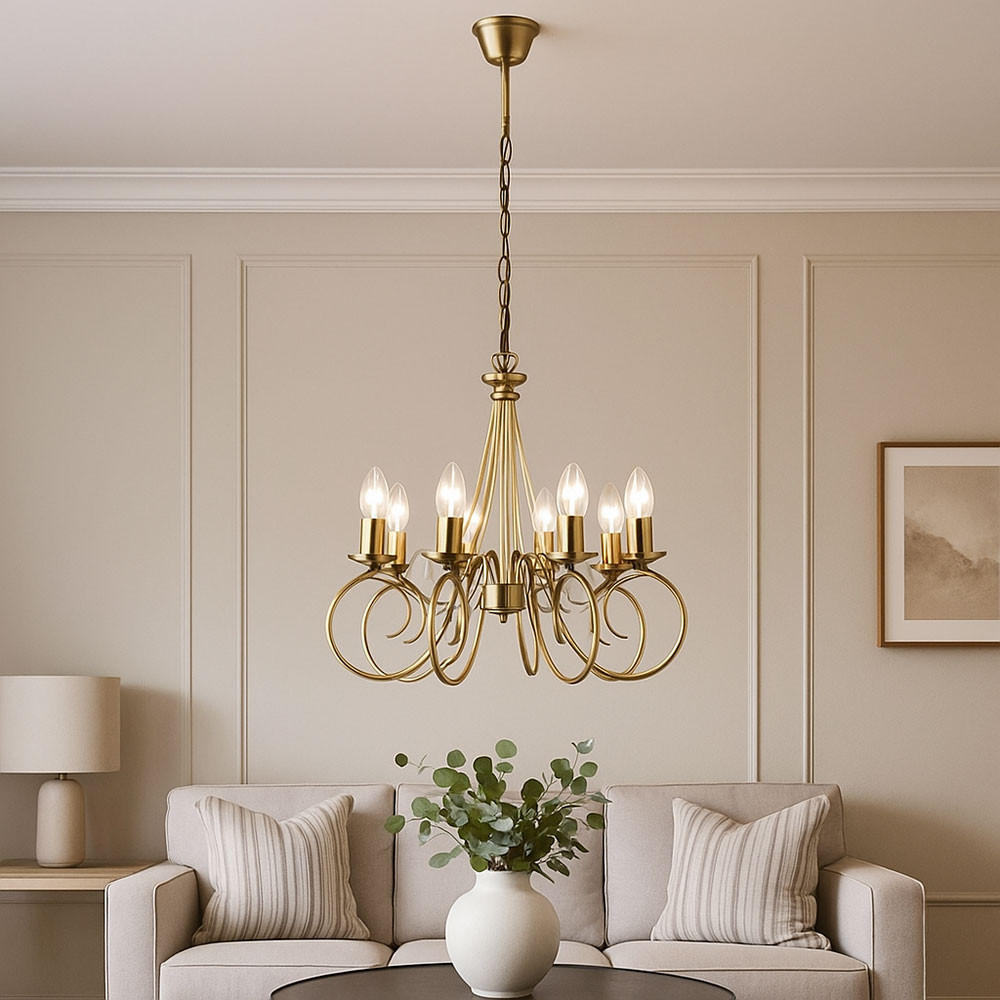 KRONLEUCHTER TRUNCATUS Altmessing - Messingfarben, Metall (55/55/135cm)