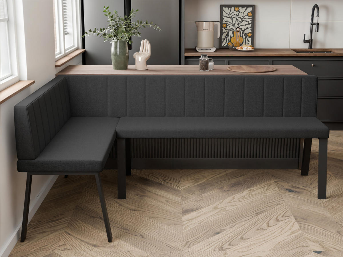 ECKBANK links MONO Y Webstoff gesteppt, 142/196 cm Anthrazit - Anthrazit, Textil/Metall (142/196cm) - Idohome
