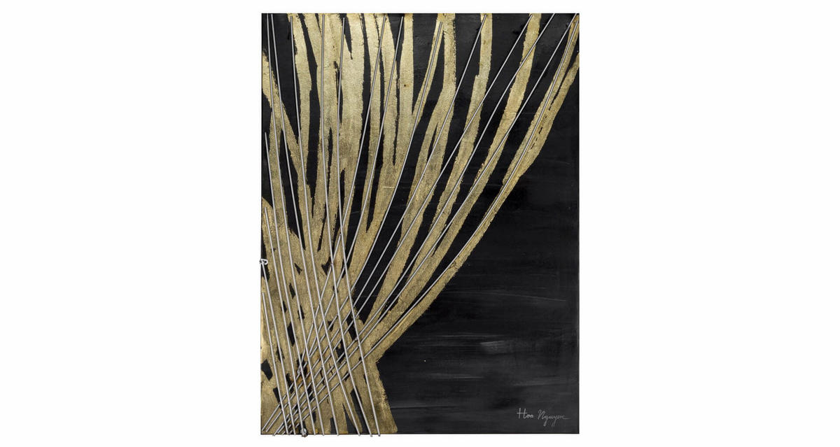 ACRYLBILD HANDGEMALT 60/80 cm - Goldfarben/Schwarz, Holz/Textil (2.41/80cm) - KUNSTLOFT