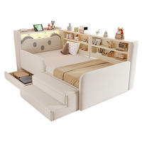 POLSTERBETT 90*200 cm mit LED, USB und Schublade, Beige - Beige, Textil (90/200cm) - FLIEKS