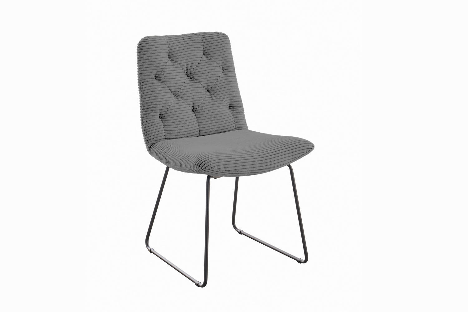 ESSZIMMERSTUHL NEW CHARME Grau Cord - Grau, Textil (52/87/66cm) - KAWOLA