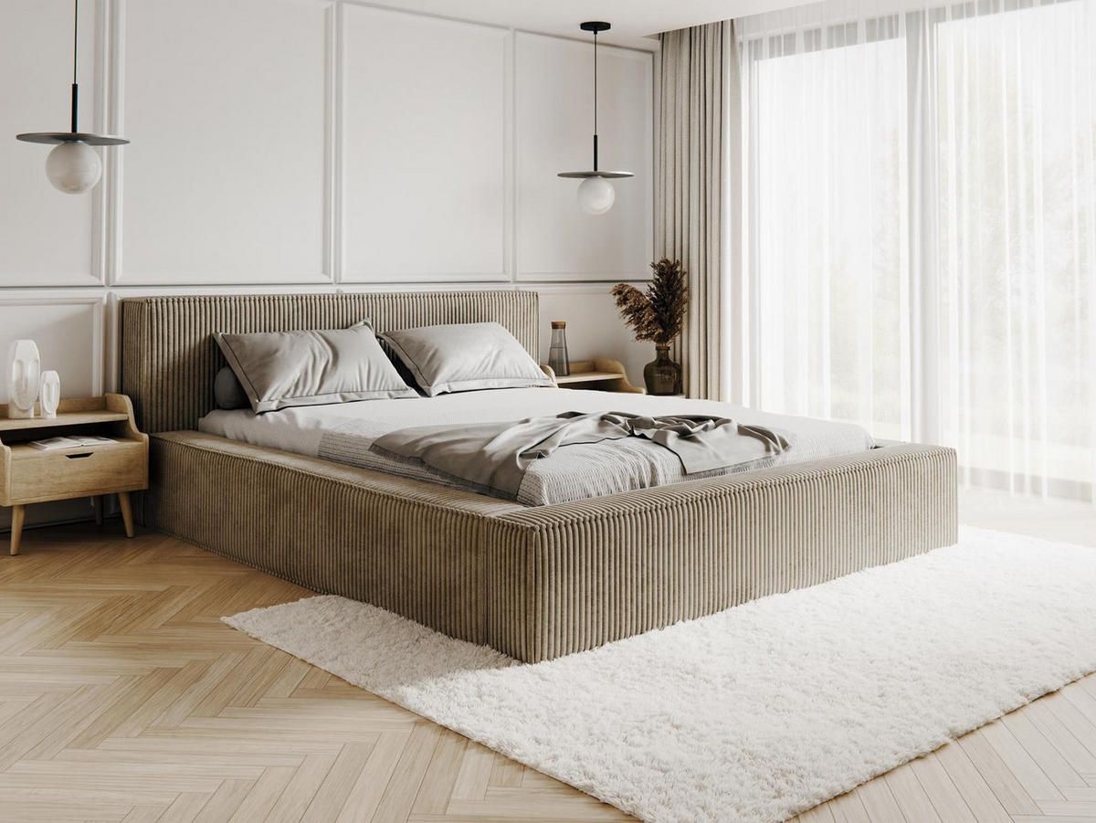 POLSTERBETT ASTA Cord 160x200 Beige - Beige, Holzwerkstoff (160/200cm) - Compleo24
