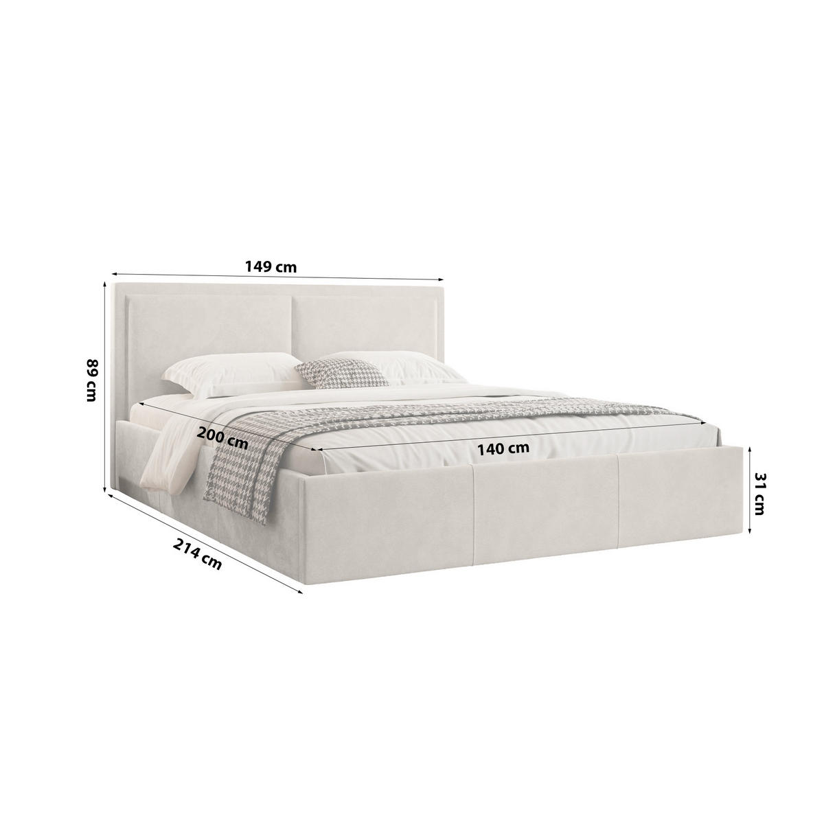 POLSTERBETT aus Polyester Osterne II 140x200 cm, Hellbeige - Beige, Textil (140/200cm) - Fedve