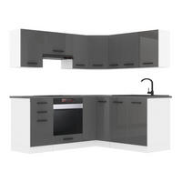 KÜCHE L-Form Sarah, ohne Arbeitsplatten, Silber Hochglanz - Silberfarben, Holz (320/204/60cm) - B BELINI GROUP
