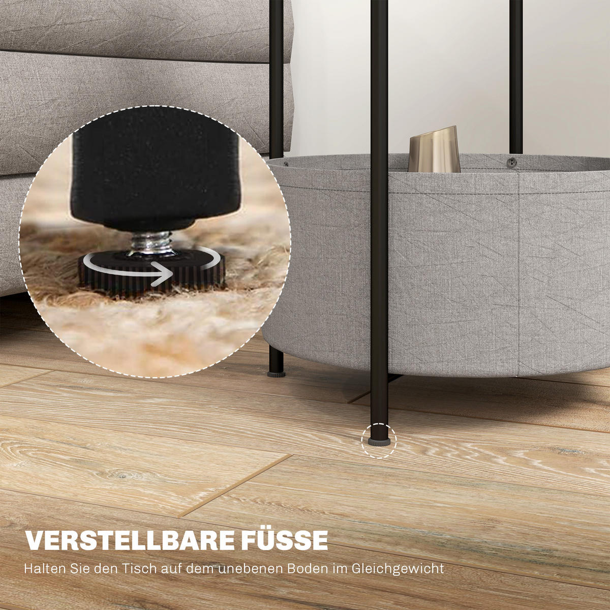 BEISTELLTISCH, für Wohnzimmer, Schlafzimmer, 44 x 44 x 56 cm, Grau+Weiß - Weiß, Metall (44/44/56cm) - HOMCOM