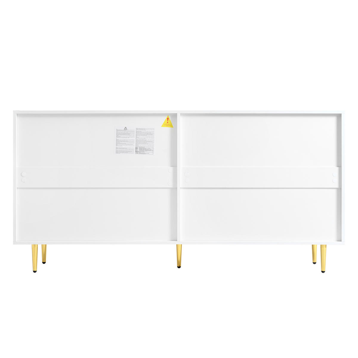 SIDEBOARD in Weiß Kommode mit 4 Türen und Goldene Gebürstete Griffe für Wohnzimmer, B160/T40/H80cm - Goldfarben/Weiß, Holzwerkstoff/Metall (160/80/40cm) - STILVORA