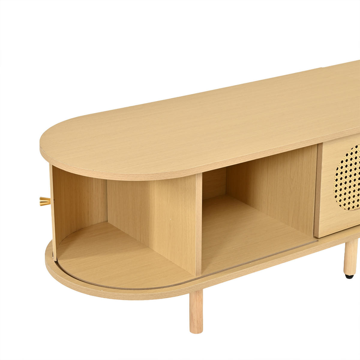 TV-LOWBOARD 180x40x40cm Holzfarbe mit Rattan-Optik - Naturfarben, Holzwerkstoff (180/40/40cm) - FLIEKS