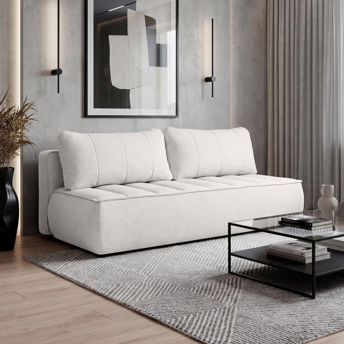 SCHLAFOSOFA Doris mit Schlaffunktion und Bettkasten, DL-System, Hellbeige - Beige, Textil (210/88/100cm) - Beautysofa