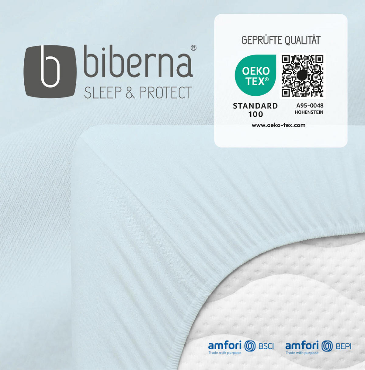 SPANNBETTTUCH Basic Jersey hellblau, 90x190 cm - 100x200 cm - Hellblau, Textil (100/200cm) - biberna Sleep & Protect