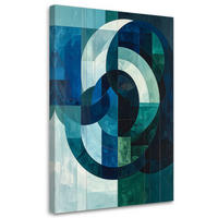 LEINWANDBILDER, Abstrakte Spirale in Türkis- und Marineblautönen - Blau, Textil (70/100cm) - Feeby