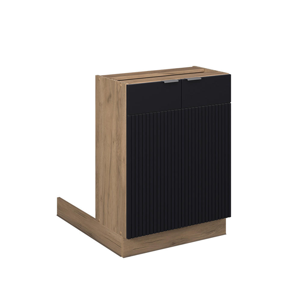 KUCHYŇSKÝ OSTROV Fame-Line, černé pruhy, 60 cm bez pracovní desky - medově dubová/černá, kompozitní dřevo (60/82/30cm) - Vicco