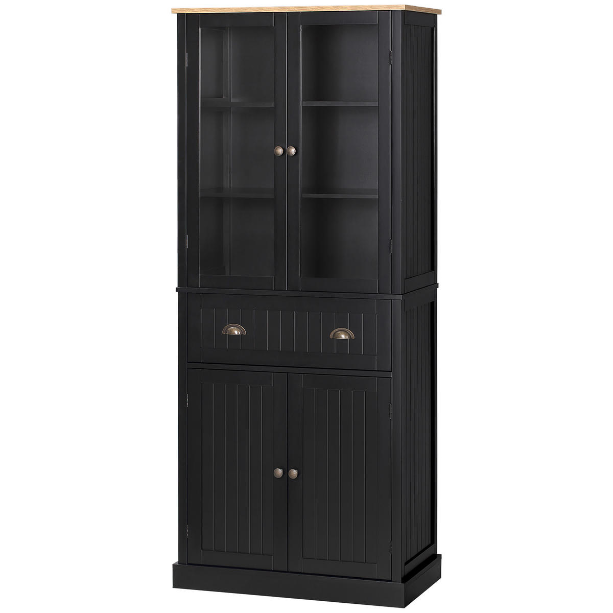 HIGHBOARD DE-11324 2 Glastüren Schwarz - Schwarz, Holzwerkstoff (40/182.5/76cm) - ComfortXL