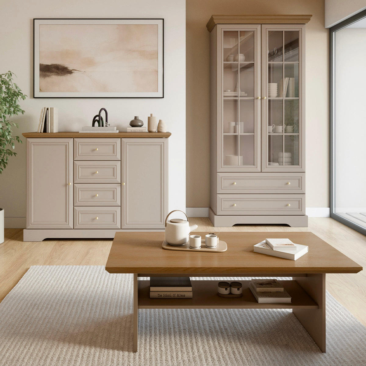 SIDEBOARD Dulci Kašmír a dřevo - kašmírová, kompozitní dřevo (124.7/91.5/46.2cm) - Petits-meubles