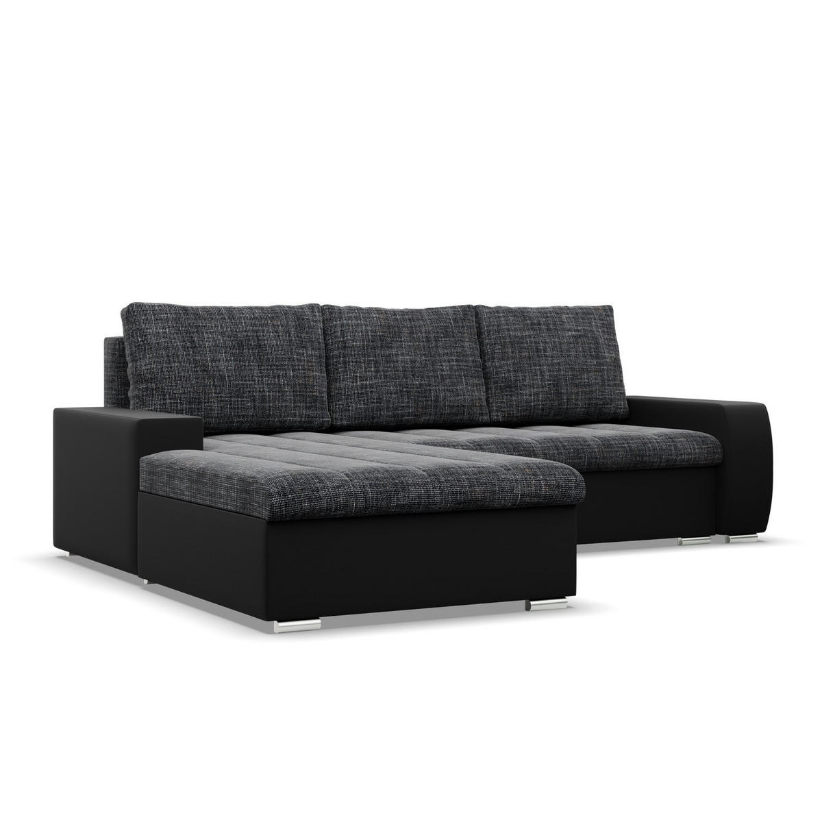 ECKSOFA MIT SCHLAFFUNKTION AURORA LINKS, Schwarz + Schwarz - Schwarz, Textil (243/200cm)