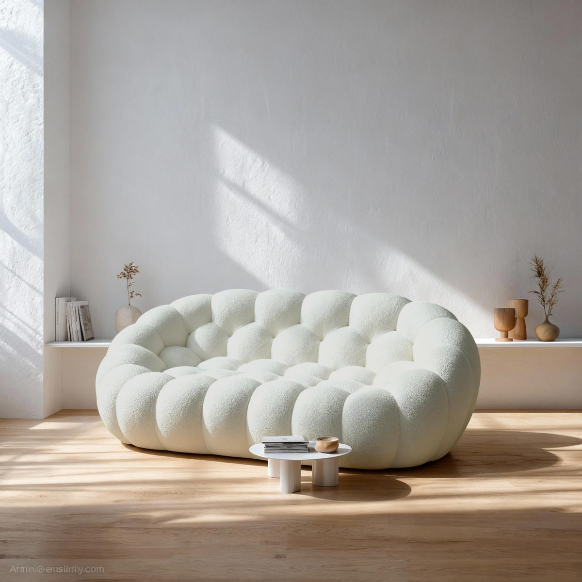 WOHNZIMMERSOFA Cocoon Doppel 2-Sitzer - Weiß - Weiß, Textil (190/77/113cm) - COCO Living