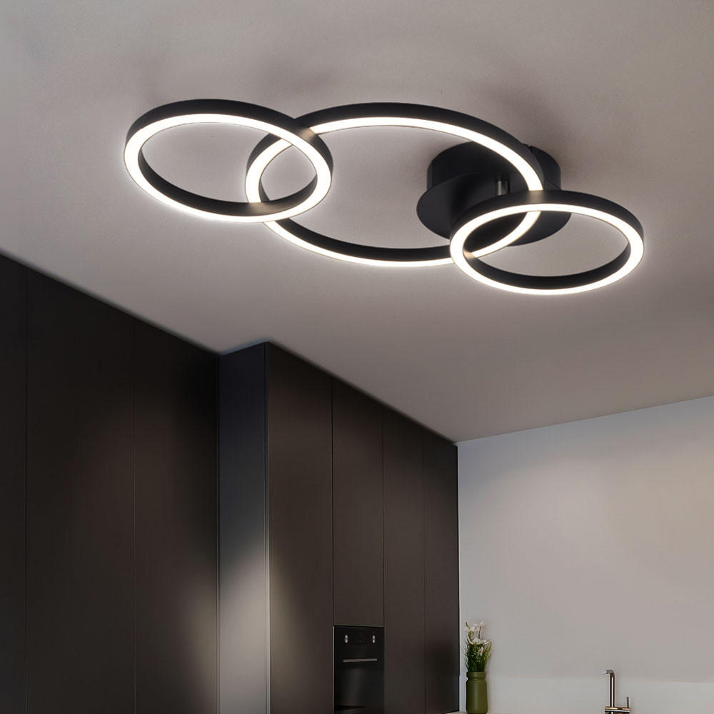 LED DECKENLEUCHTE Ring Design Schwarz - Schwarz, Metall (55/30/7cm) - Globo Lighting