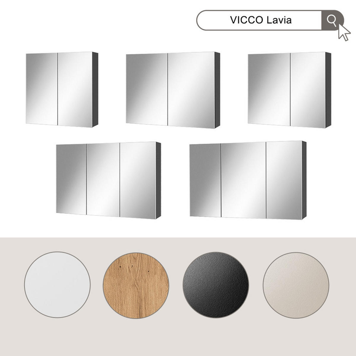 KOPALNIŠKA OMARICA Z OGLEDALOM Lavia, Antracit, 100 x 60.2 cm - antracit, leseni material (100/170/17cm) - Vicco