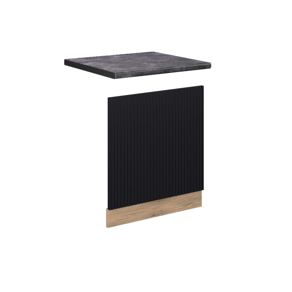 FRONTBLENDE Fame-Line, Schwarz gestreift, 60 cm, AP Anthrazit - Eiche Wotan/Schwarz, Holzwerkstoff (60/67.4/1.6cm) - Vicco