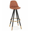 BARHOCKER Mikrofaser Sitz mit Holzgestell im Retro Industrie Stil KONG, Braun 41x41x97 cm - Schwarz/Braun, Holz/Buchenholz (41/97/41cm) - KADIMA DESIGN