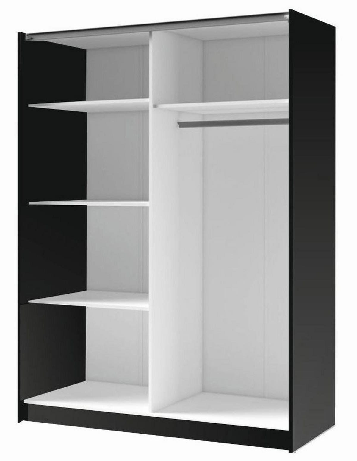 SCHWEBETÜRENSCHRANK Bayadero schwarz 150 cm / 63 cm / 199 cm - Schwarz/Braun, Holz/Holzwerkstoff (150/198/63cm) - Feldmann-Wohnen