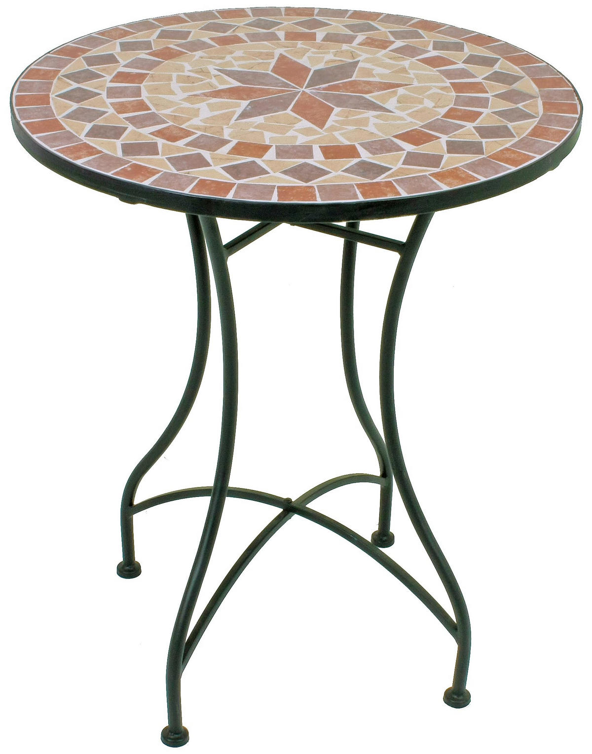 BALKONMÖBEL-SET Robert 3-teilig Mosaik Beige Balkon-Set - Beige, Metall - DELUKE