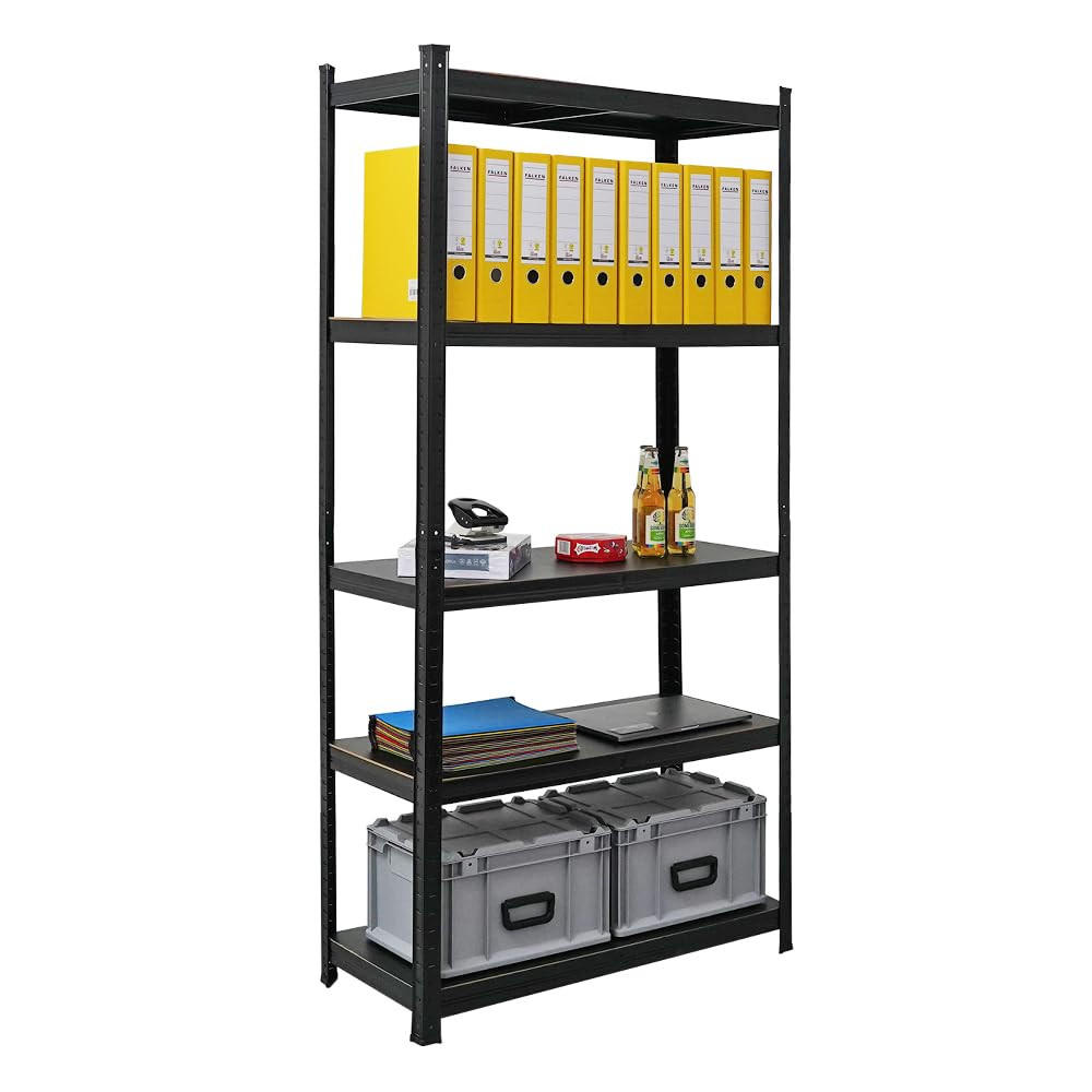 WOHNREGAL Ragnar 180x90x40 cm Fachlast 100 kg Matt Schwarz - Schwarz, Metall (90/180/40cm) - PROREGAL
